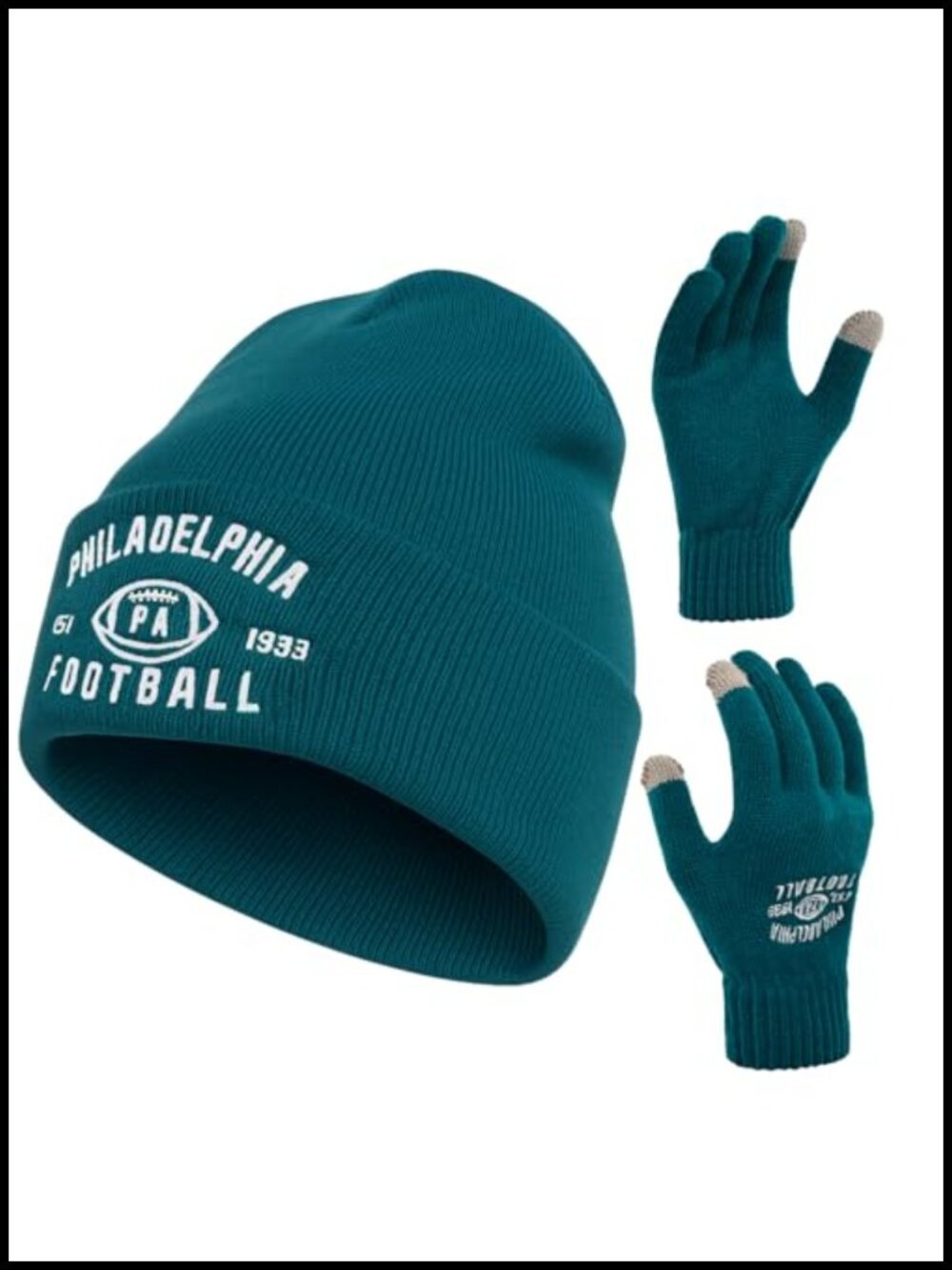 Unisex Beanie Winter Hat Knit Skull Cap with Warm Touchscreen Gloves